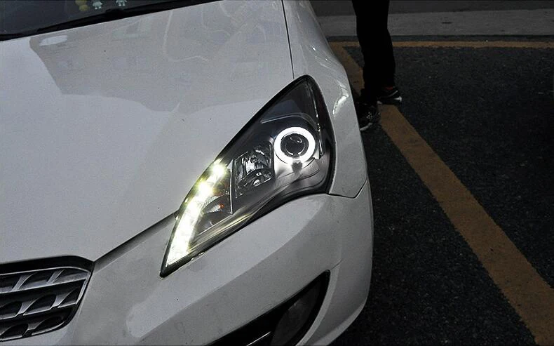 AKD Car Styling Head Lamp for Hyundai Rohens Coupe Headlights 2009-2012 Angel Eye Headlight LED DRL Signal Hid Auto Accessories