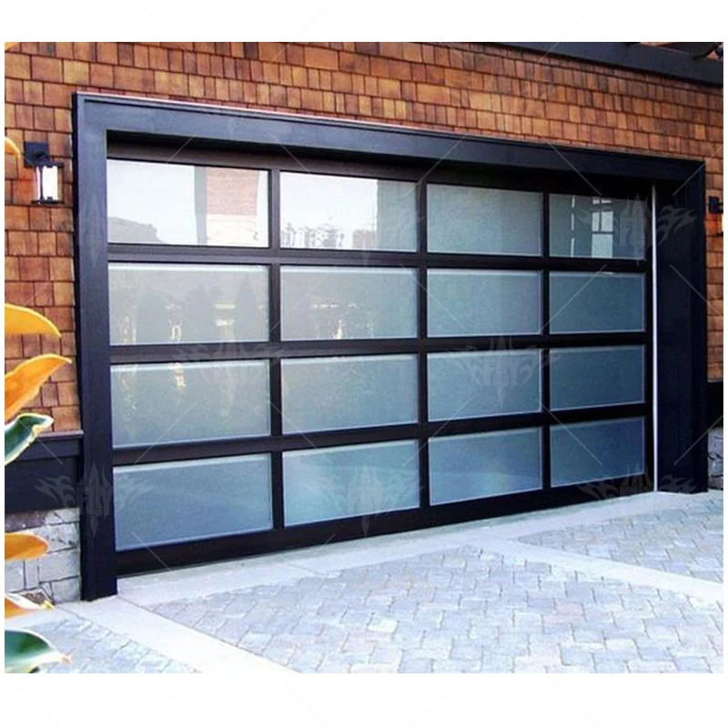 9x8 9x7 16x7 Modern sectional overhead full view tempered aluminum garage door plexiglass mirror glass garage door with motor