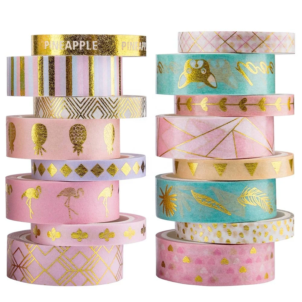 Hot Sale Gold foil Colorful Japanese Masking washi Tape For Scrapbook