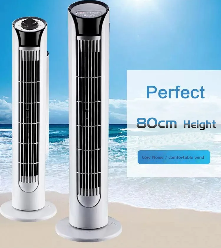 Summer new hot sale home air cooling tower fan with cold wind bedroom round base mini tower fans