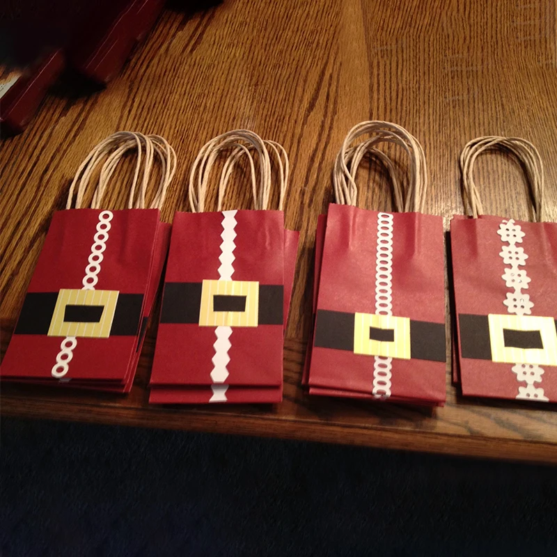 Custom Brown Christmas Tree Gift bolsas de papel With Your Own Logo Handle Brown Paper Bags For Packaging