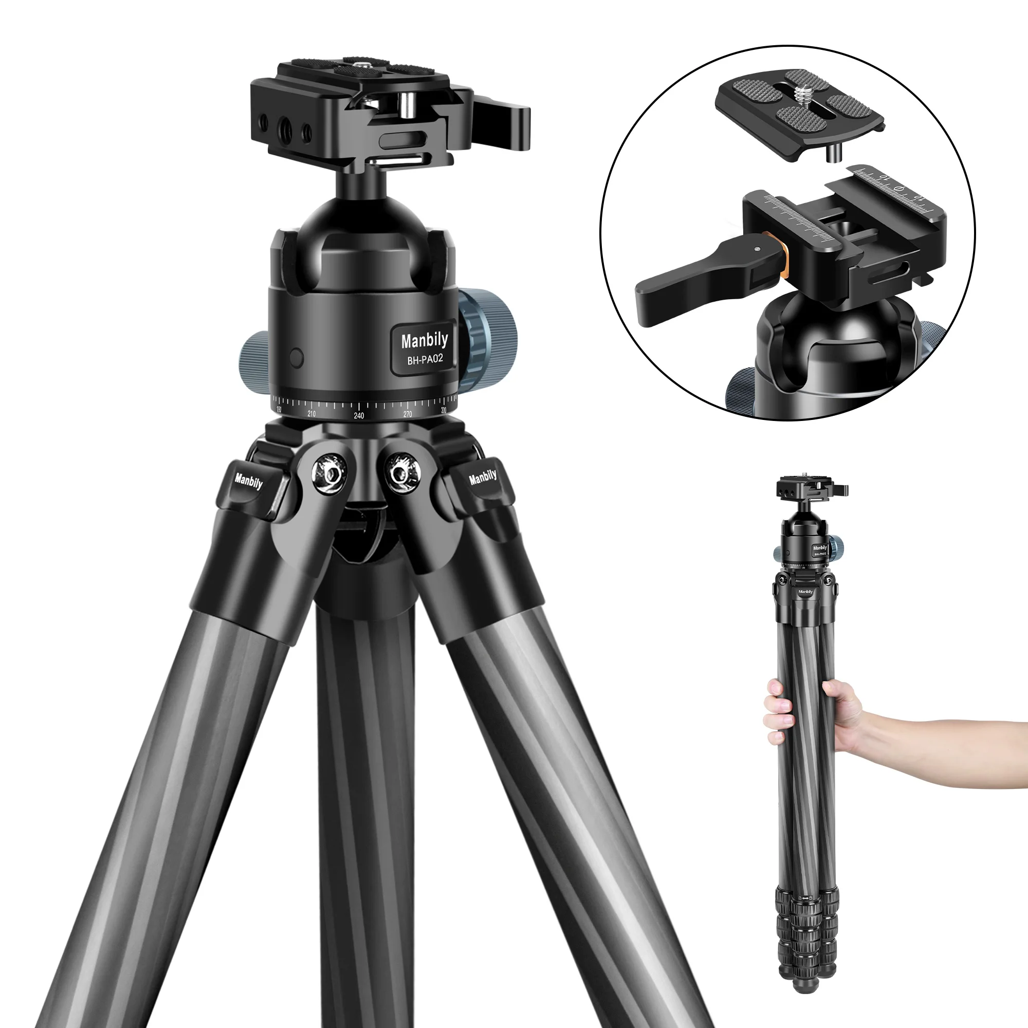 Carbon Fiber Tripod Shooting Stick Rest Stand Compatible with Clamp Adapter & Picatinny Mount for Hunting Shooting