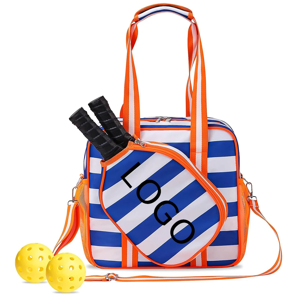Pickleball Puddle Handbag Oxford Cloth Tote Bag Adjustable Squash Sling Gym Bag with Pickleball Paddle Holder for Men Women