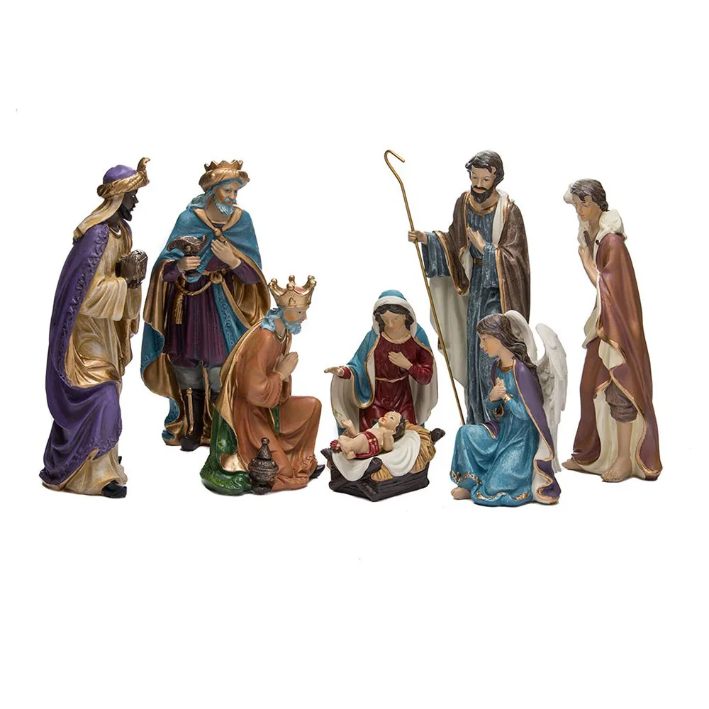 Wholesale 9 Inch Christmas Catholic holy family statue crafts Resin Sets Nativity Figures