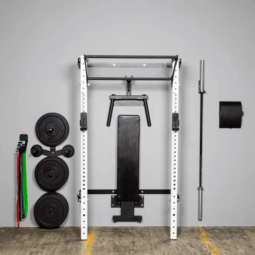 Dinuo Home Gym Fitness Equipment Wall-Folding Rack Wall Mount Squat Rack with Multi-Grip Bar