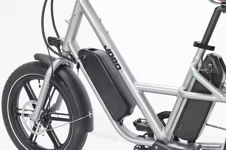 JOBOBIKE Step Through 2 Seat Long Tail Cargo Electric City Bike with Canopy Frame and Cloth For Family