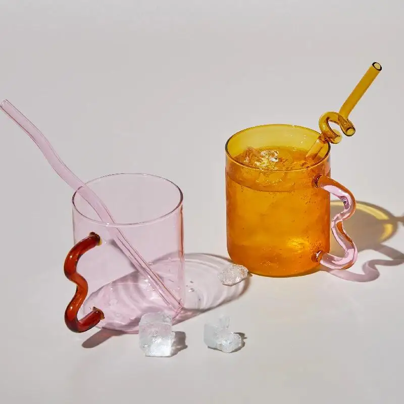 25 Years Factory Custom Colored High Borosilicate Glass Coffee mug Clear Glass tea water Cups With handle