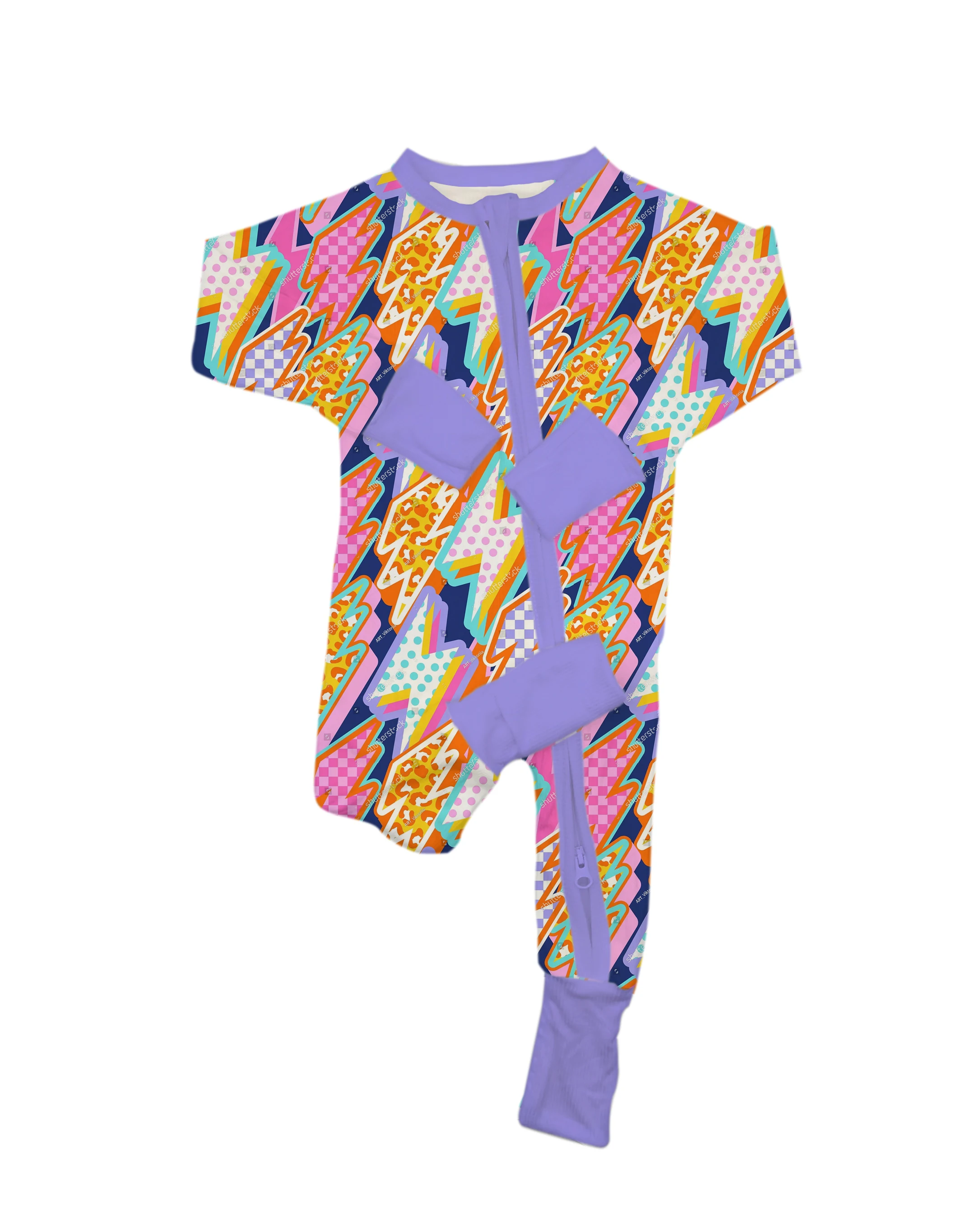 Bamboo Baby Clothes Custom Tag Baby Zipper Romper with Two Zipper Comfortable Soft Custom Urban Style Pajamas Baby Pajamas