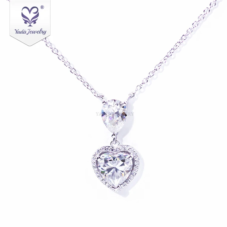 Yadis fine Heart gold plated sterling silver 925 jewellery yellow moissanite diamond pendant necklaces for women