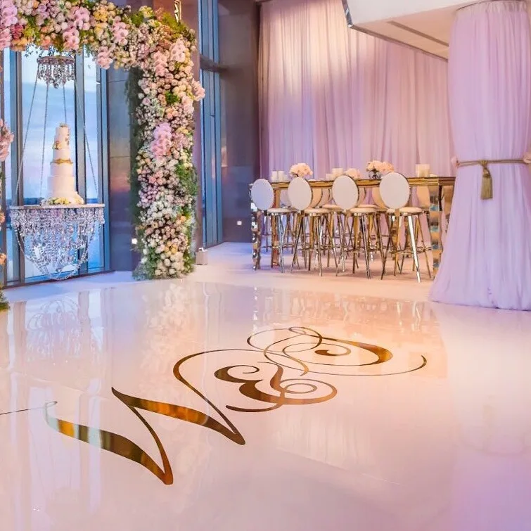 Wedding Dance Floor Sticker Glossy/Matt Vinyl Roll Easy Clean Low Stick Glue White PVC Vinyl Roll For Events, Decorations