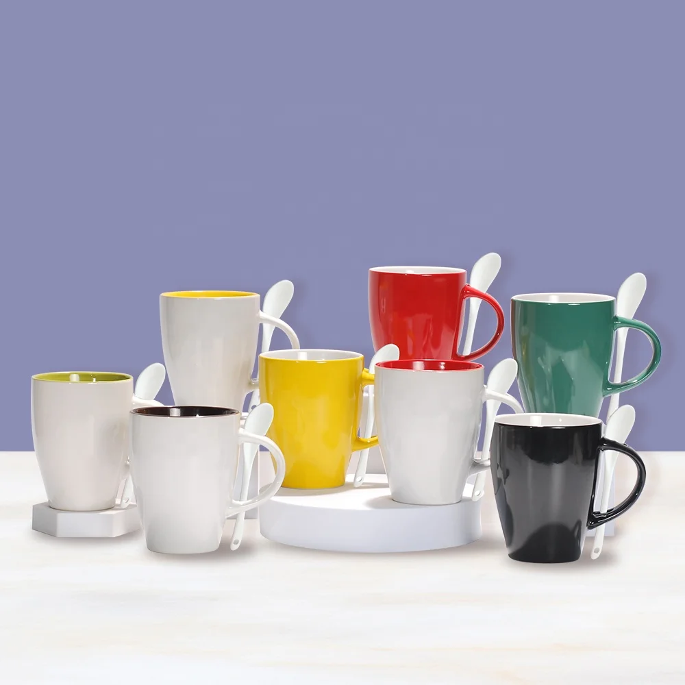 Белая глазурная чашка с принтом, керамическая кружка, двухцветная суповый суп для склада США, сублимационный продукт