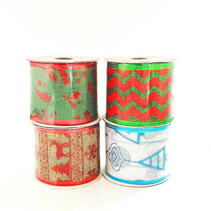 New product Custom Logo Polyester Christmas Tree Decoration Christmas Series Ribbon