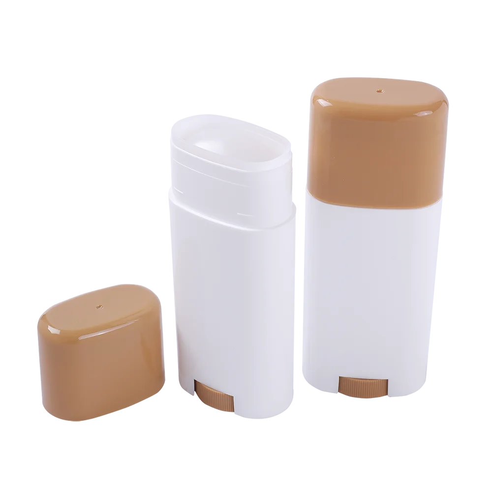 
Oval shape white plastic PET empty 50g 75g natural deodorant stick bottle deodorant stick container 