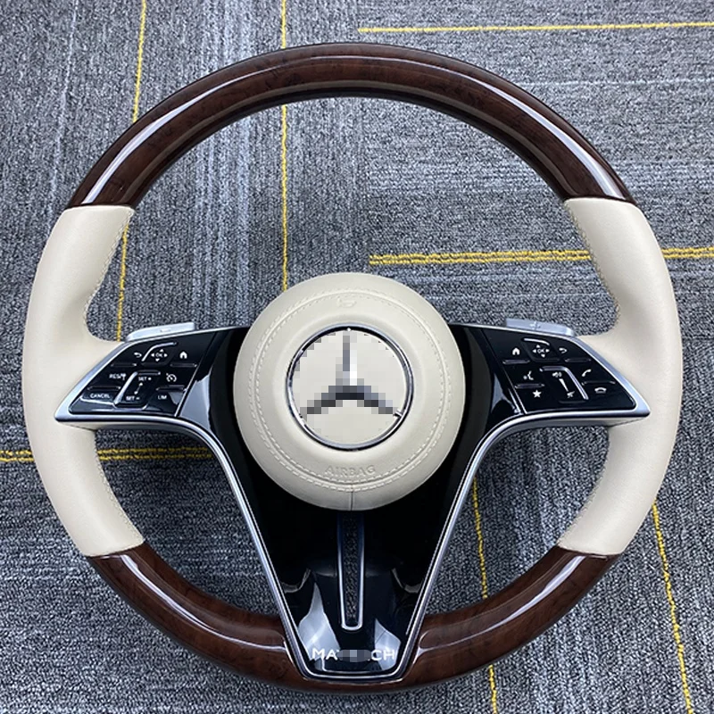 Wood Pattern Leather Steering Wheel Customized For Mercedes Benz Range