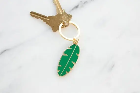 Custom Enamel Keychains Hollow Out Leaf Metal Enamel Keyring with Customized Logo Manufacturer