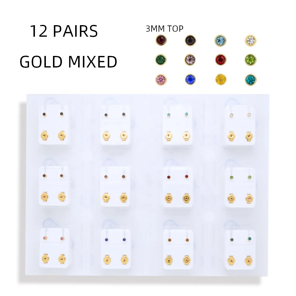 Factory Wholesale Stainless steel Ears piercing Stud Earrings Jewelry Waterproof Piercing Machine Allergy Free  stud For Baby