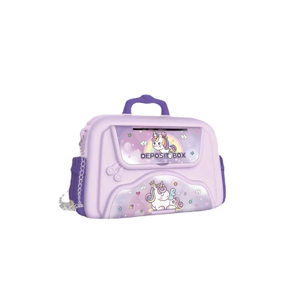 Kids Portable Handbag Code Case ATM Cartoon Sanrioes Cinnamoroll Piggy Bank with Music