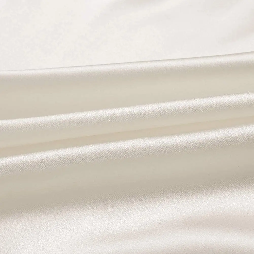 Raw White 100% Pure Silk Fabric Solid Color Charmeuse Fabrics by The Pre-Cut 1 Yard for Sewing Width 44 inch
