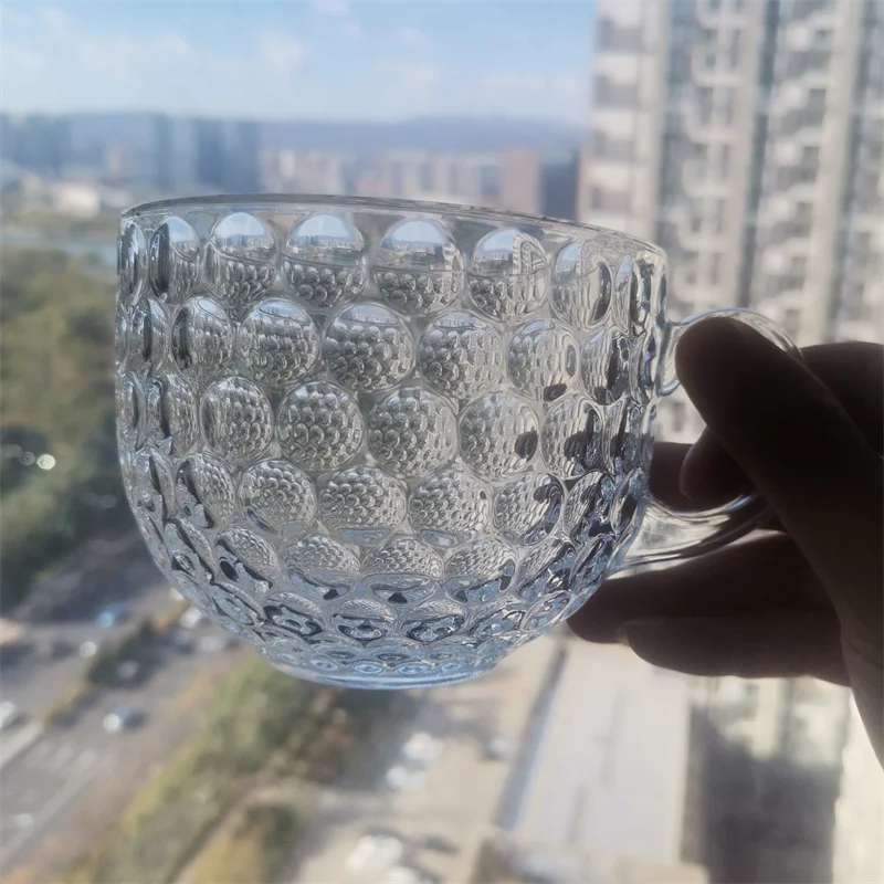 2024 Wholesale Large Capacity Glass Mug For Oatmeal Yogurt Soup Bowl Cup Drinking Water Glasses With Handle