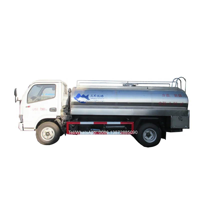 New dongfeng 4x2 95hp stainless steel insulated tank PIC washing transport milk carrying tanker truck