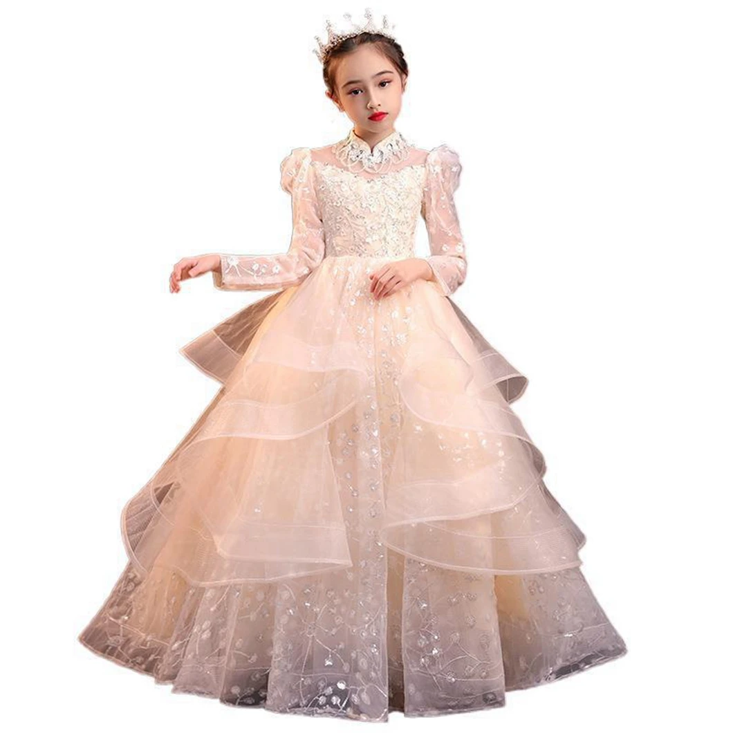 Princess Dress Up Apron Costume Princess sequined dresses smocked children clothing toddler wears kids  girl maxi gown