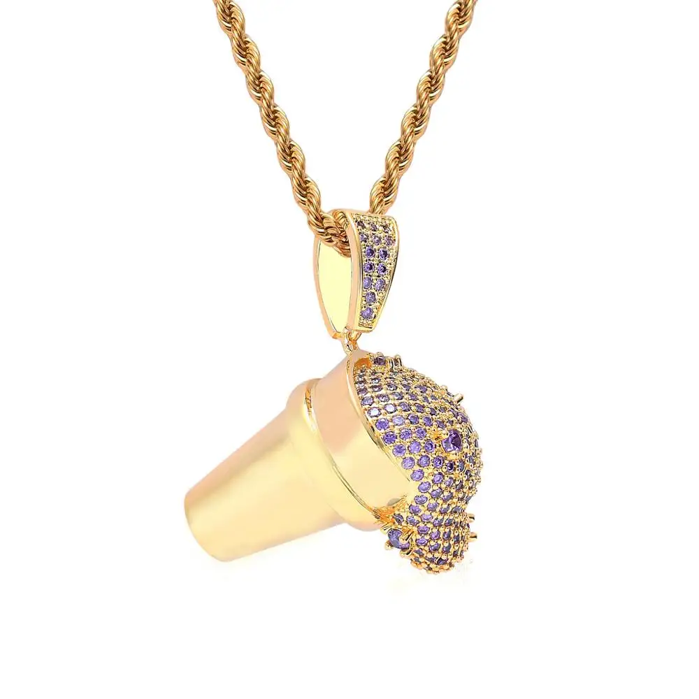 Wholesale HipHop Jewelry Iced Out Lean Cup Pendant Ice Cream Cup Pendant Necklace