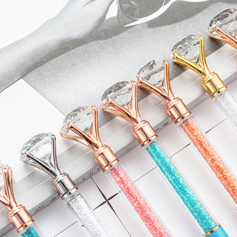 Personalized Promotional Big Diamond Crystal Metal Ballpoint Pen for Retail Gift