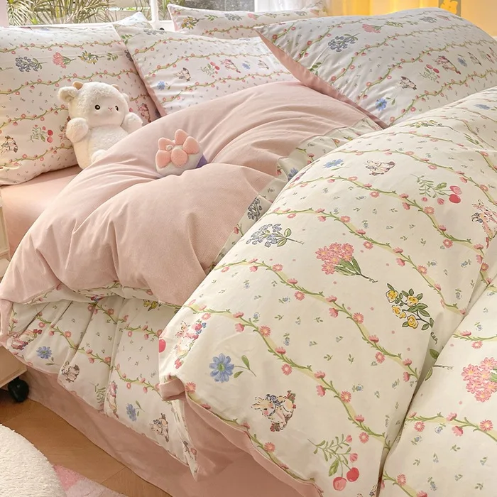 Home Textile 3D digital printed Flower bed linen set Polyester Floral Duvet Cover set Wedding bedding set