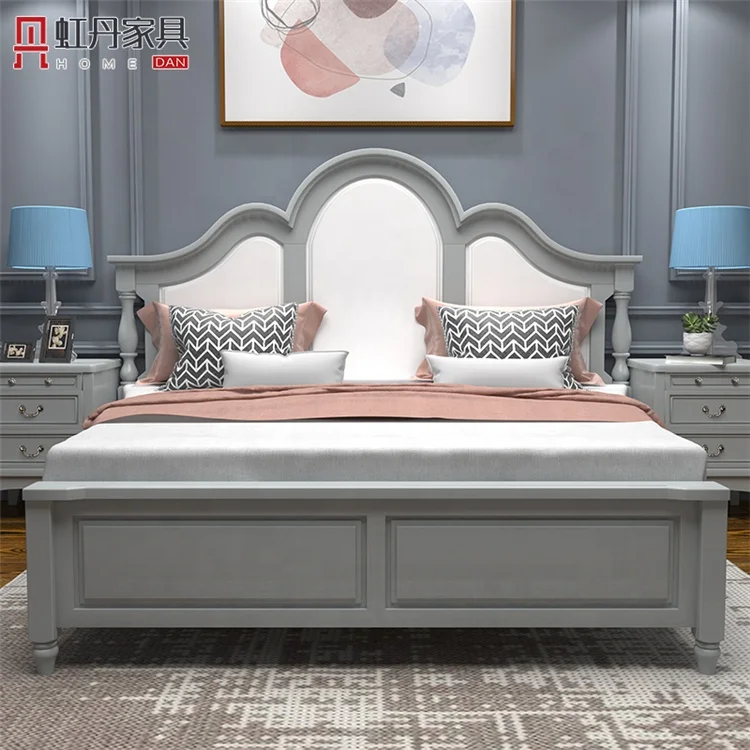
Bedroom Furniture Modern Design Mahogany Solid Wood Adjustable Height Double Bed Mattress Custom Size 