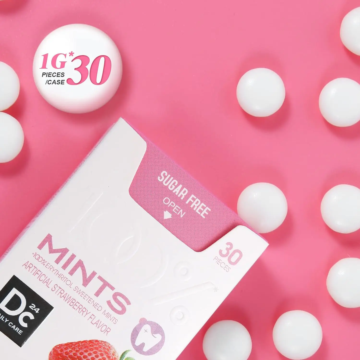 Natural Flavor and Color Peppermint Strawberry flavor sugar free cooling Mints