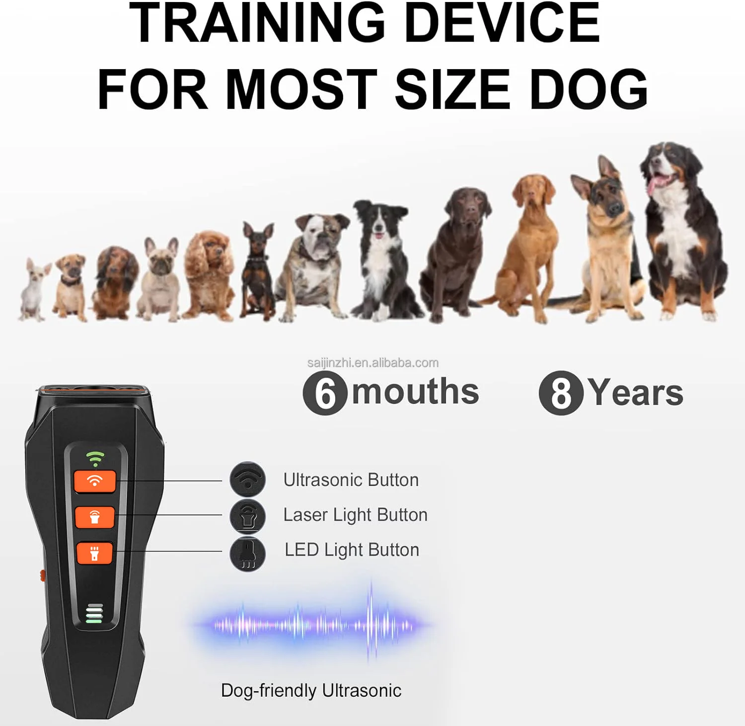 NEW Rechargeable 3 mode 1200mah Dog Bark Deterrent Outdoor Sonic+Laser Repellent Professional Anti Barking Device