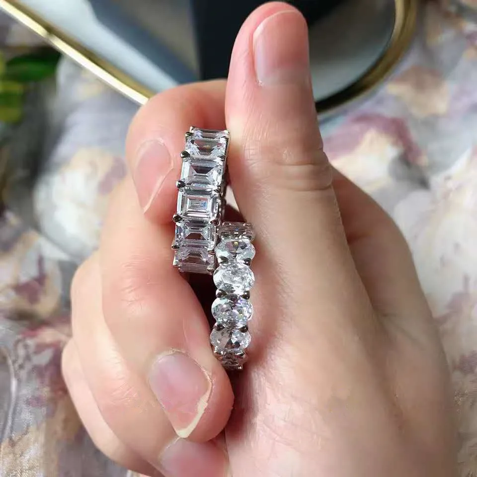 Geometric Europe and the United States silver ring high quality with diamonds wide face ins rows of diamonds shining finger ring