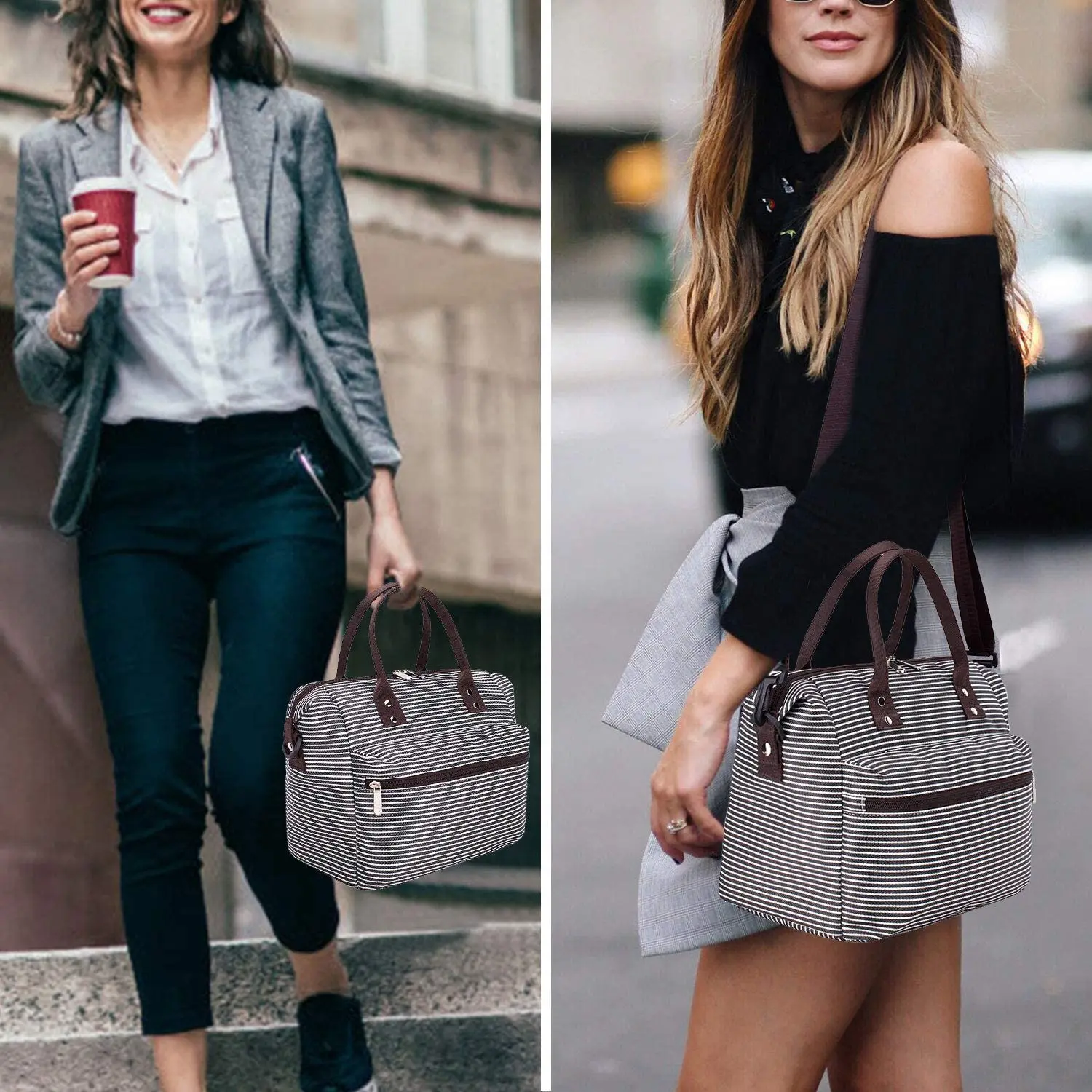 Durable Reusable Lunch Box with Adjustable & Removable Shoulder Strap Leakproof Insulated Lunch Tote Bag