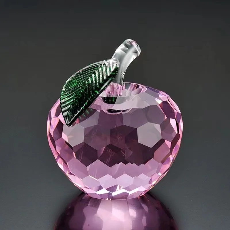 Merry Christmas Gift New Year Present Crystal Glass Apple For Room Ornament Table Decor Wedding Decoration