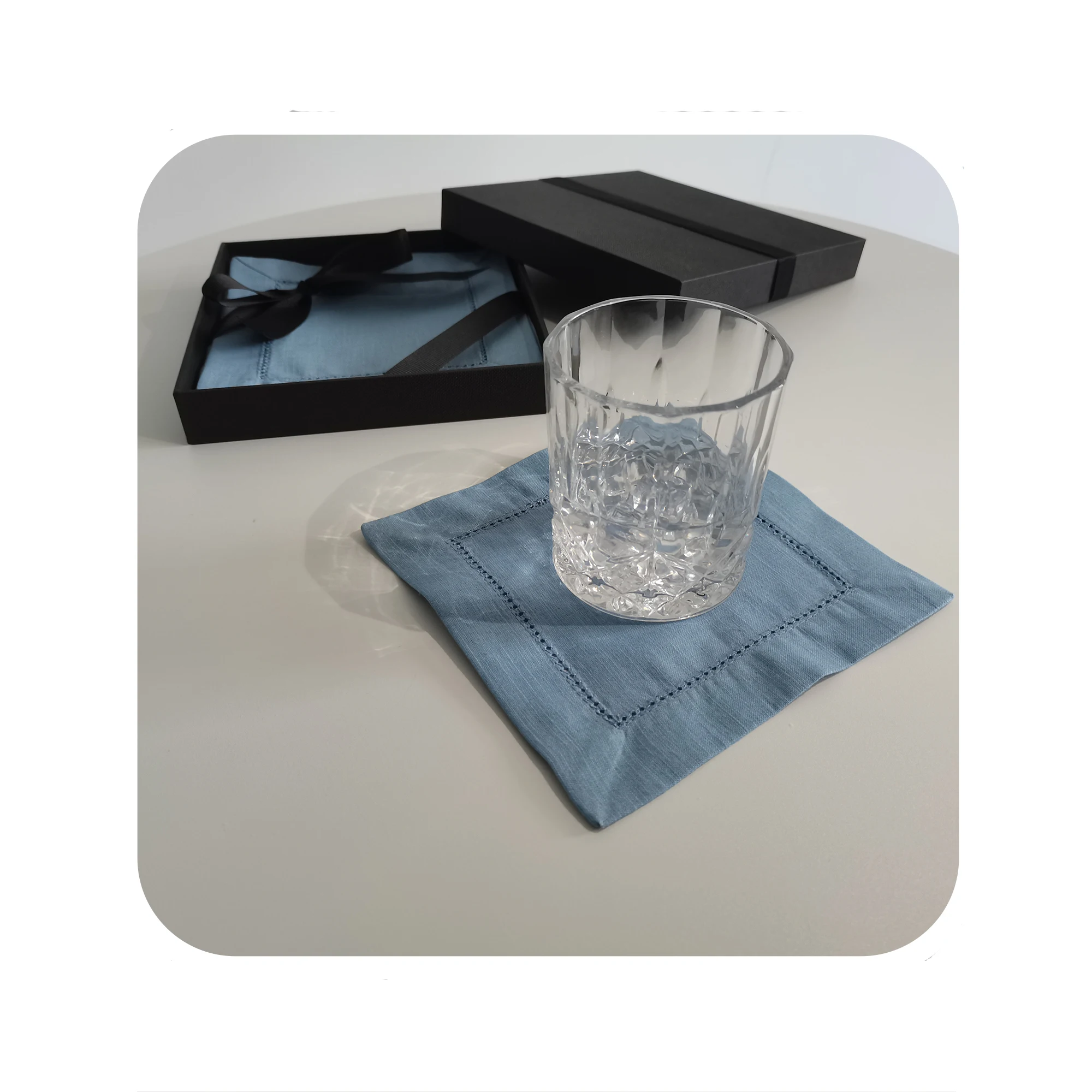 Grass Green Hemstitch Napkin 100% Natural Color Flax Prasinous Linen Table Napkins for Hotels / Restaurants