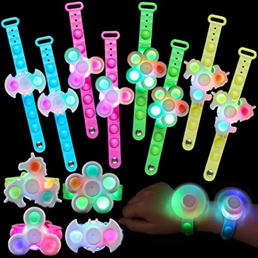 Fidget Spinner Bracelet Light Up Spinner Wristband Fidget Popping Toy Watch Glow Spinning Led Pop Bracelet