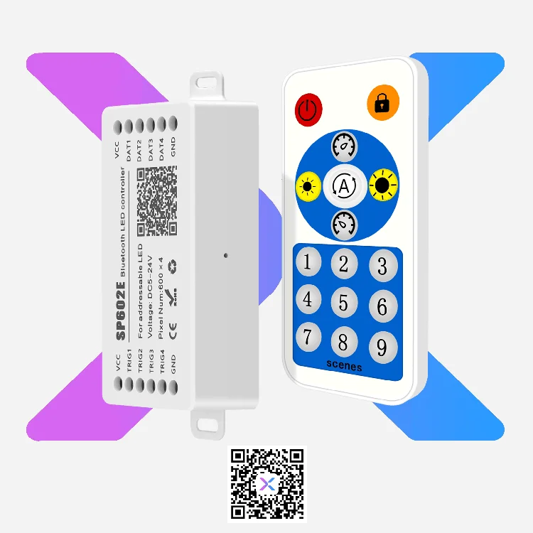 2400IC Multi Channel SPI Blue Tooth Grouping Individual Digital Led Strip Addressable Pixel Led Controller SP602E