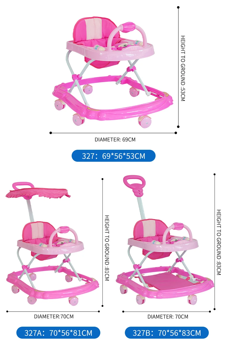 Hot Sale Baby Roller Training Walking Walker Cute with Music Height Adjustable Factory OEM 6 Wheels Baby Walker