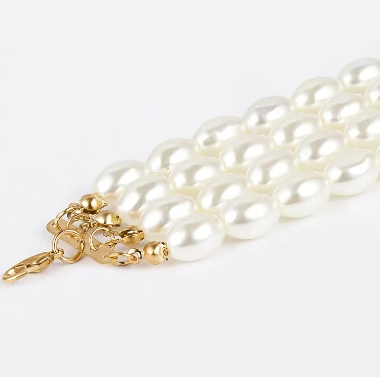 2024 Chokers Multi-layer Pearl Statement Bridal Choker Necklace Simulated Pearl for Wedding Party Jewelry Hiphop Chains