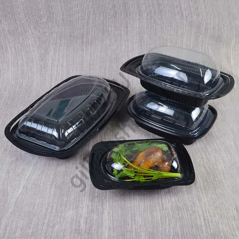 Пластиковый контейнер для хранения жареной курицы с ручкой и прозрачной крышкой