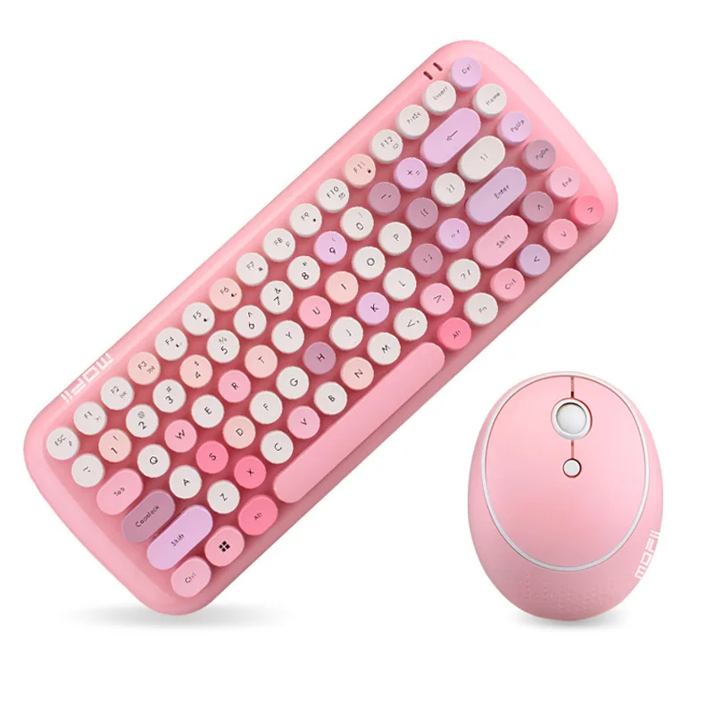 
Free Shipping Women Dot Colorful Lipstick Candy Mechanical Bluetooths Wireless Keyboard And Mouse for Laptop Desktop 