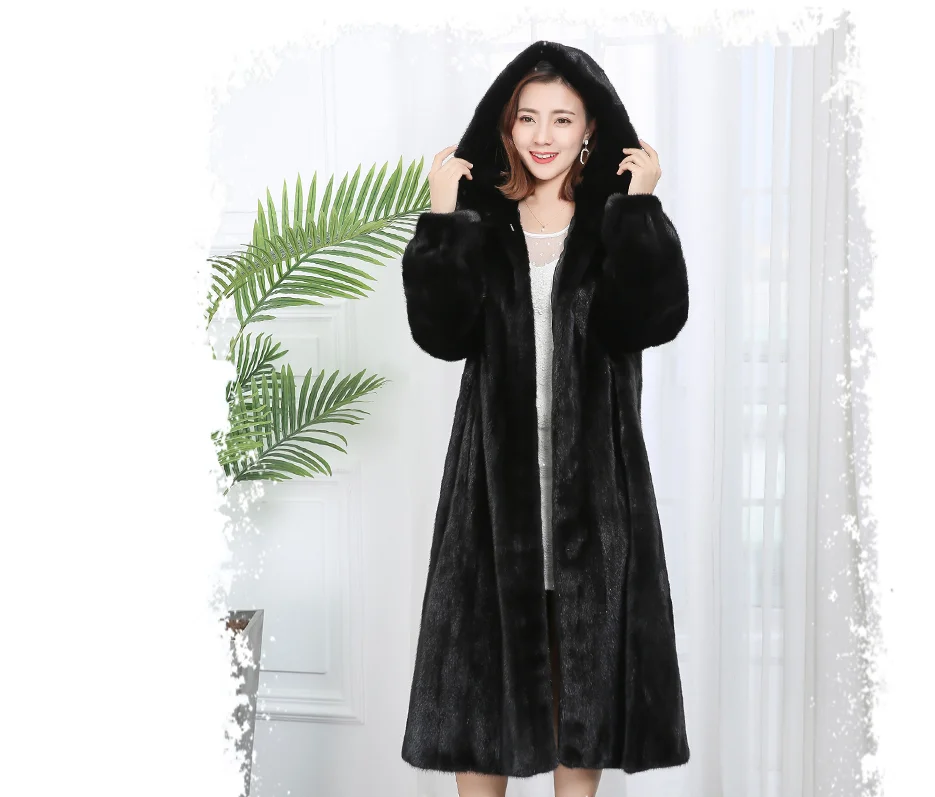 2022 new style Woman plus size coat elegant mink hooded  winter coats for ladies women faux  fox fur coat jacket hood