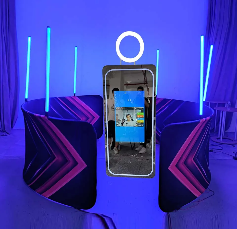 70 in mirror photo booth touch screen astro mirror photo booth Commercial Rental mirror photo booth selfie magic led light frame