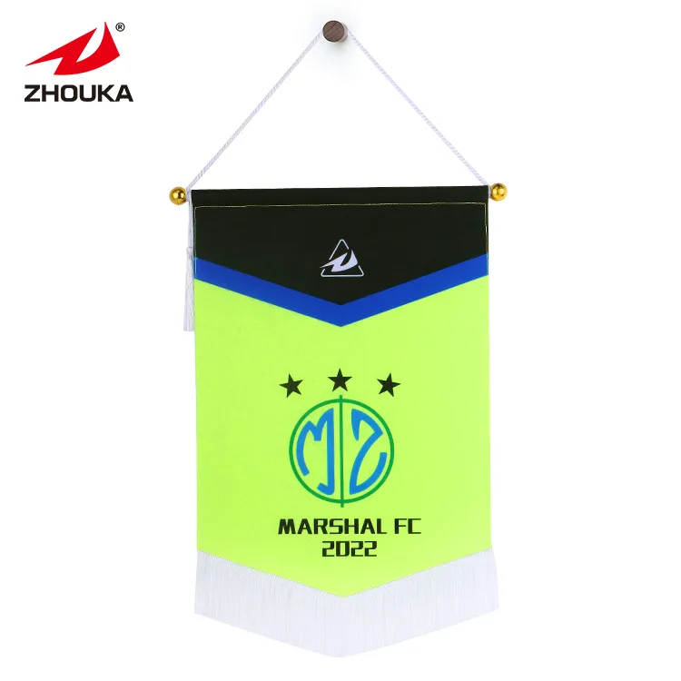 High quality custom logo team  mini hanging sports team banner soccer football club pennants flag