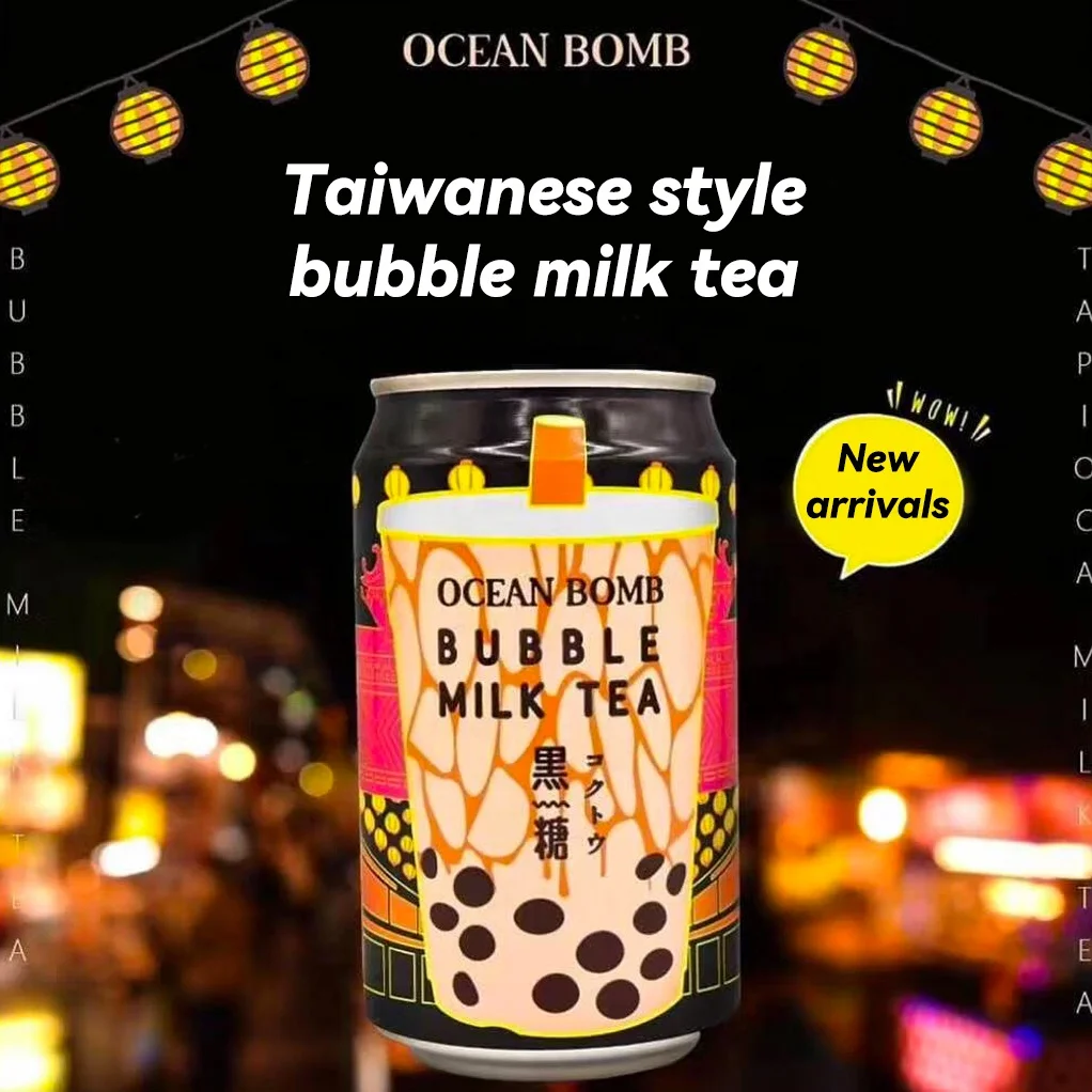 330ml QDOL Taiwan Ocean Bomb Canned Bubble Milk Tea Soda Soft Drink Carbonated Drinks