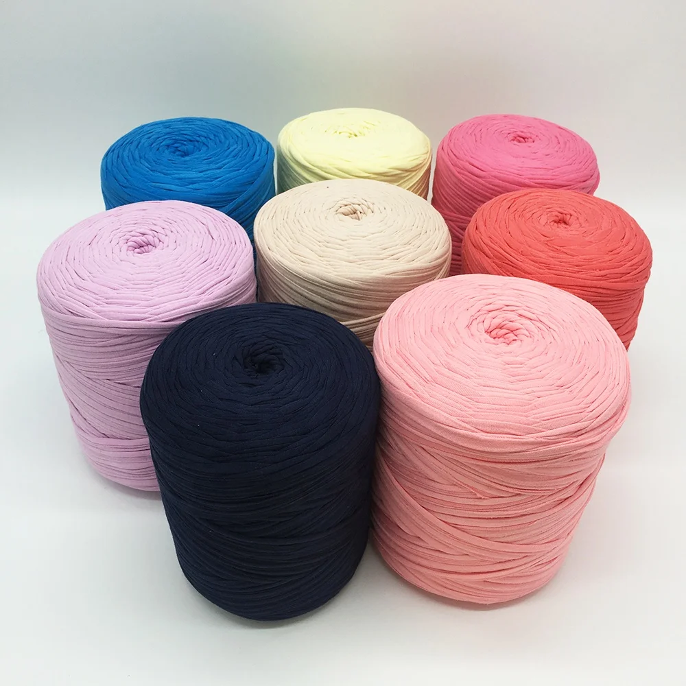 Wholesale t shirt yarn colorful spaghetti yarn 500g fancy crochet yarn