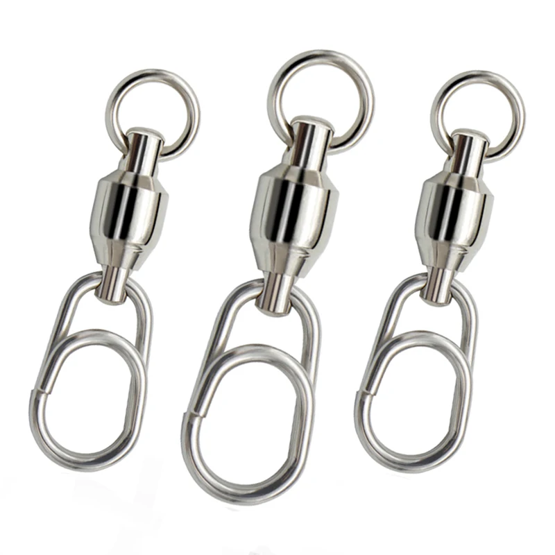 Funadaiko New Pike Fishing Accessories Connector Pin Bearing Rolling Swivel Stainless Steel Snap Fishhook Lure Swivels Tackle