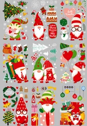 Рождественская тема, красные цветы, праздничное украшение, оконная наклейка на Рождество, праздничные украшения для вечеринки