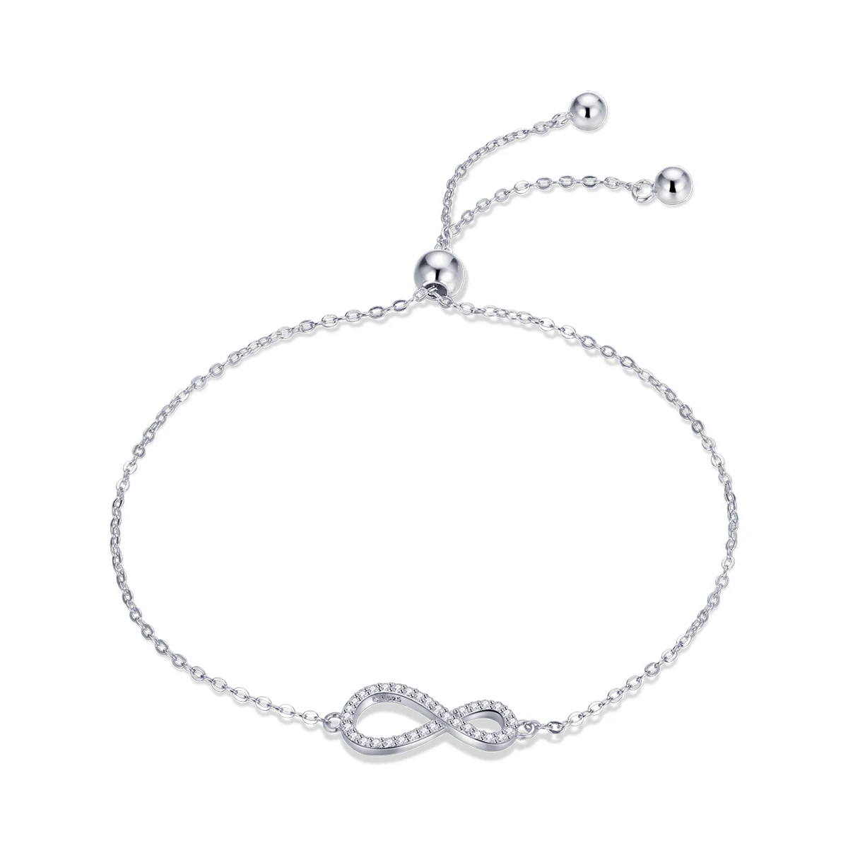 Forever Love sterling Silver S925 plated platinum symbol zircon simple fashion bracelet