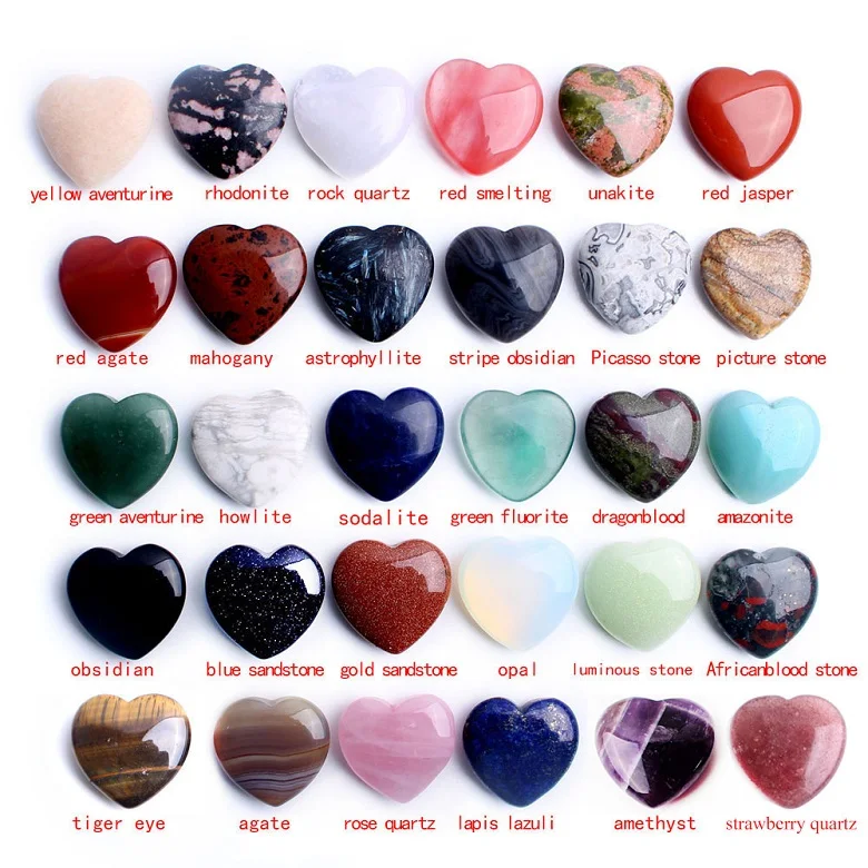 Hot Sale Natural Crystal Healing Stone Heart Shaped Flat Back Gemstone Heart Necklace Pendant For Gifts
